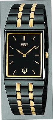 Seiko Men’s Black Plated Quartz Bracelet Watch SKP017