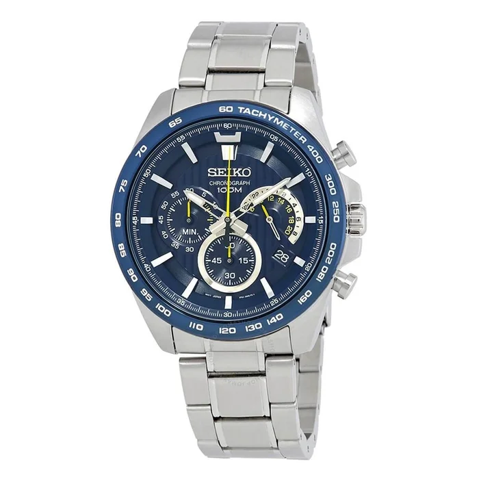 Seiko Men’s Chronograph Watch – Blue Dial Steel Bracelet | SSB301P1