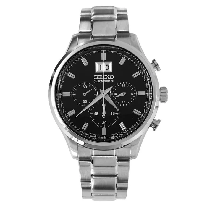 Seiko Men’s Chronograph Watch – Neo Classic Black Dial | SPC083P1