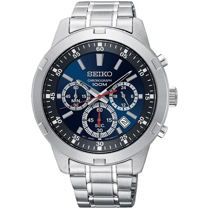 Seiko Men’s Chronograph Watch – Neo Sports Blue Dial Silver Tone Bracelet | SKS603P1