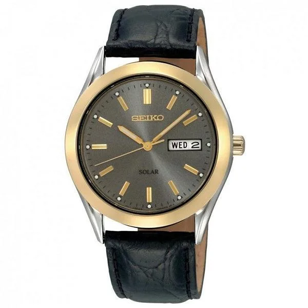 Seiko Men’s Day Date Leather Strap Watch SNE050