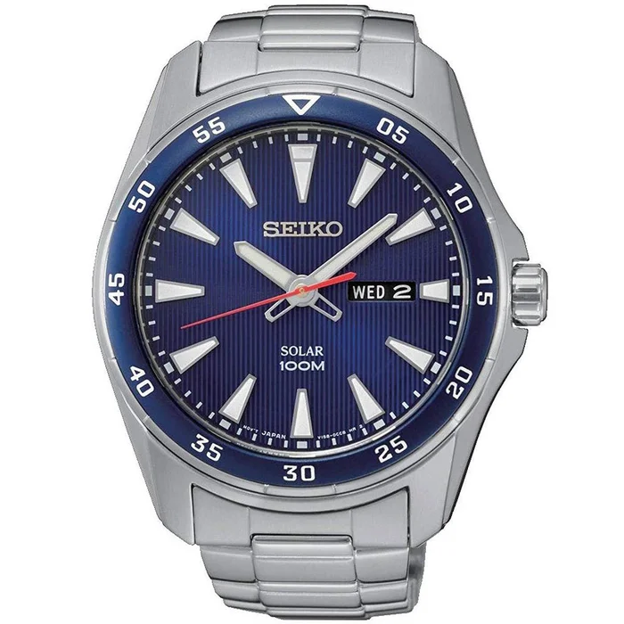 Seiko Men’s Quartz Watch – Solar Black Dial Silver Stainless Steel Bracelet | SNE391P1