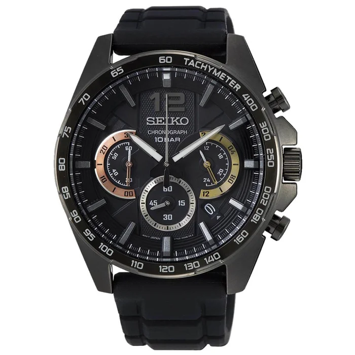 Seiko Men’s Watch – Chronograph Silver Tone Case Quartz Black Dial | SSB349P1