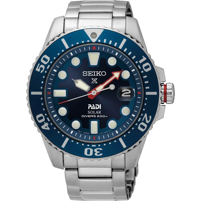 Seiko Men’s Watch – Prospex Padi Solar Powered Eco-Drive Blue Dial Bracelet | SNE549P1