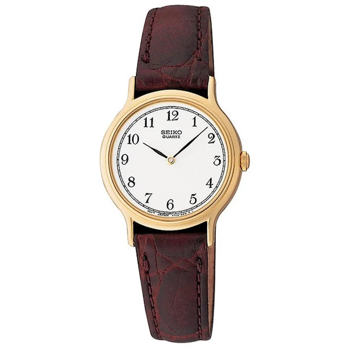 Seiko SFX888 Women’s Dress White Dial Brown Leather Strap Watch