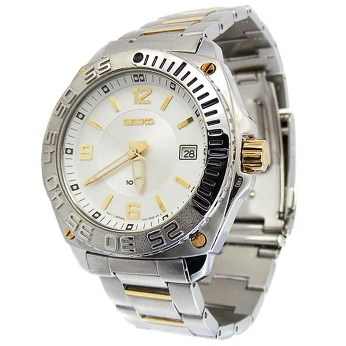 Seiko SGEB78 Men’s Two Tone Stainless Steel Bracelet White Dial Date Watch