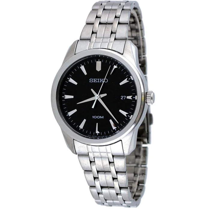 Seiko SGEG05 Men’s Casual Black Dial Stainless Steel Bracelet Analog Watch