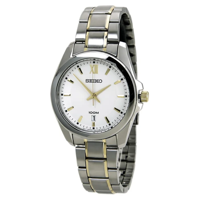 Seiko SGEG63 Men’s White Dial Two Tone Stainless Steel Bracelet Date Watch