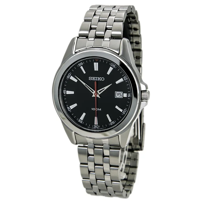 Seiko SGEG85 Men’s Dress Black Dial Steel Bracelet Quartz Watch