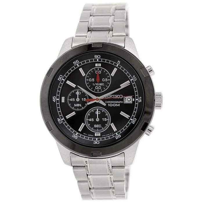 Seiko SKS427 Men’s Black Dial Steel Bracelet Chronograph Watch