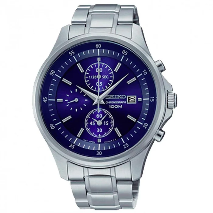 Seiko SNDE21 Men’s Chronograph Blue Dial Stainless Steel Bracelet Watch