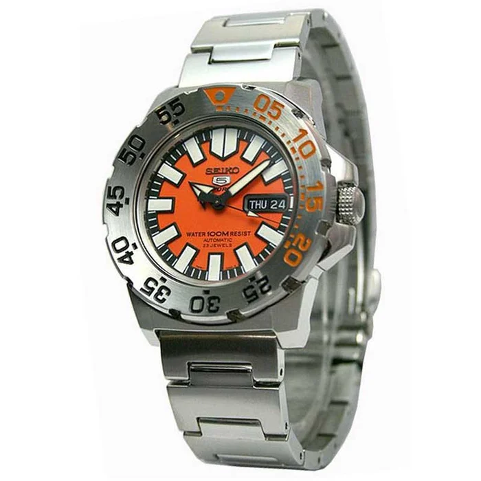 Seiko SNZF49 Men’s Stainless-Steel Orange Dial Automatic Watch