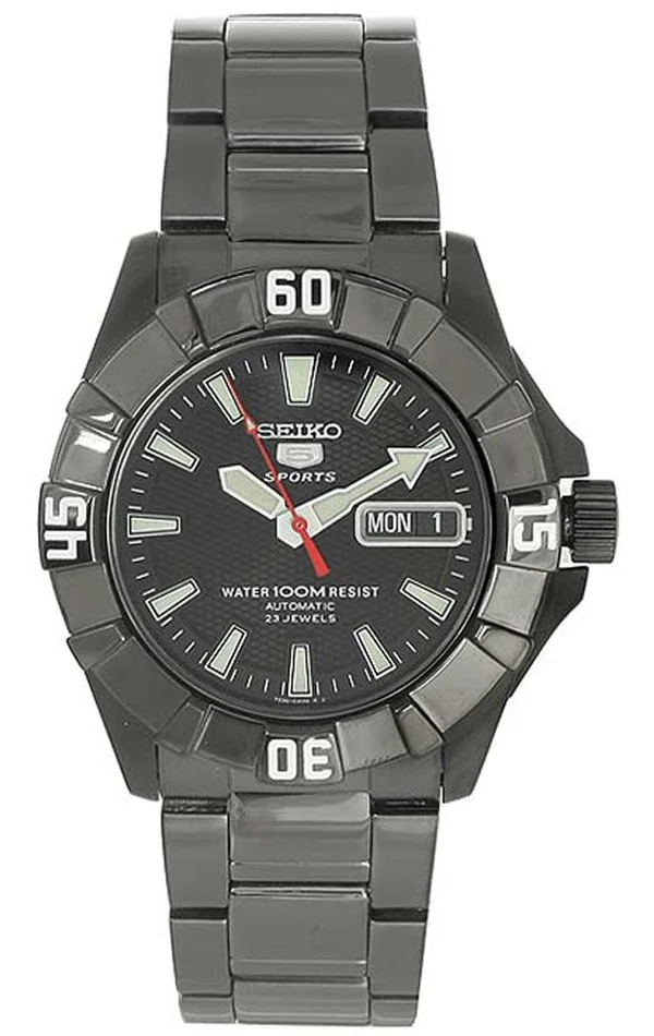 Seiko SNZF63 Men’s Sports 5 Black IP Automatic Watch