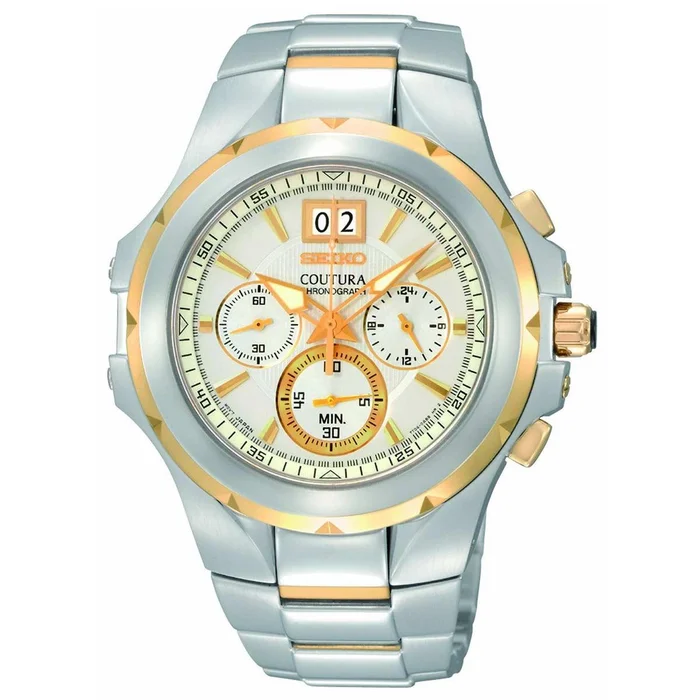 Seiko SPC062 Men’s Coutura Two Tone Steel White Dial Chronograph Watch