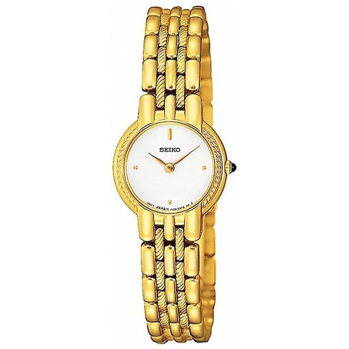 Seiko SUJB32 Women’s White Dial Yellow Gold Tone Steel Bracelet Watch