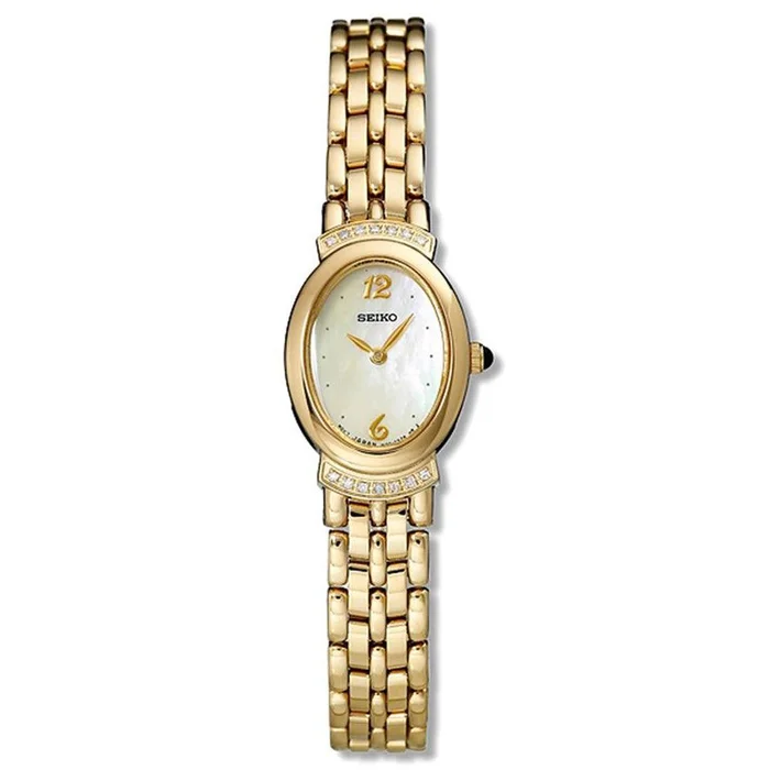 Seiko SUJD48 Women’s Gold Tone Bracelet Mother of Pearl Dial Diamond Watch