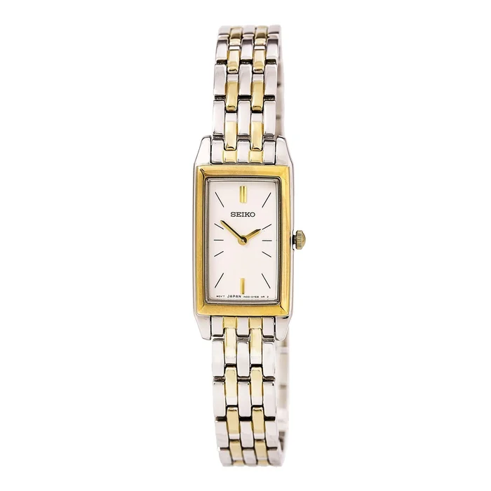 Seiko SUJF76 Women’s Dress White Dial Two Tone Stainless Steel Bracelet Watch