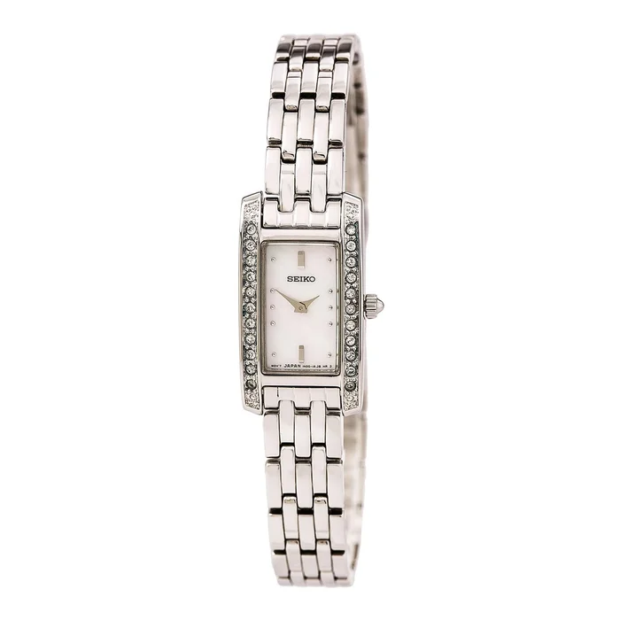 Seiko SUJG53 Women’s Swarovski Crystal Accented Bezel MOP Dial Stainless Steel Bracelet Watch