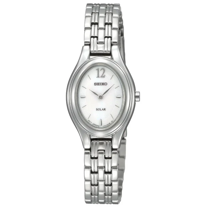Seiko SUP005 Women’s Solar White Dial Steel Bracelet Power Reserve Watch