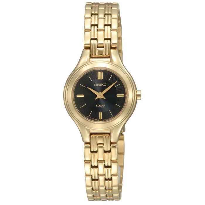 Seiko SUP014 Women’s Solar Black Dial Gold Tone Stainless Steel Bracelet Watch