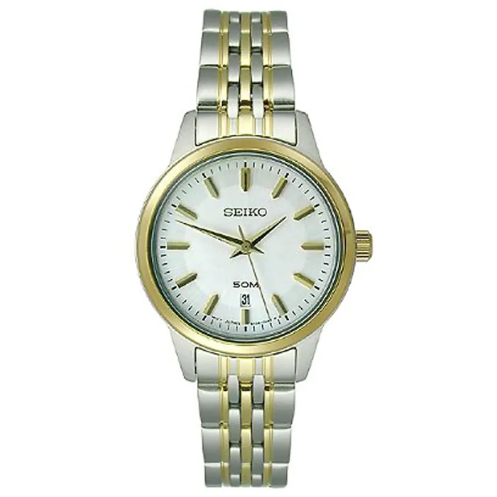 Seiko SUR882 Women’s Two Tone Steel Bracelet Silver Dial Watch