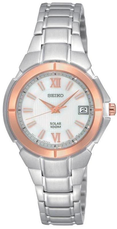 Seiko SUT026 Women’s Quartz Rose Gold Stainless Silver Dial Watch