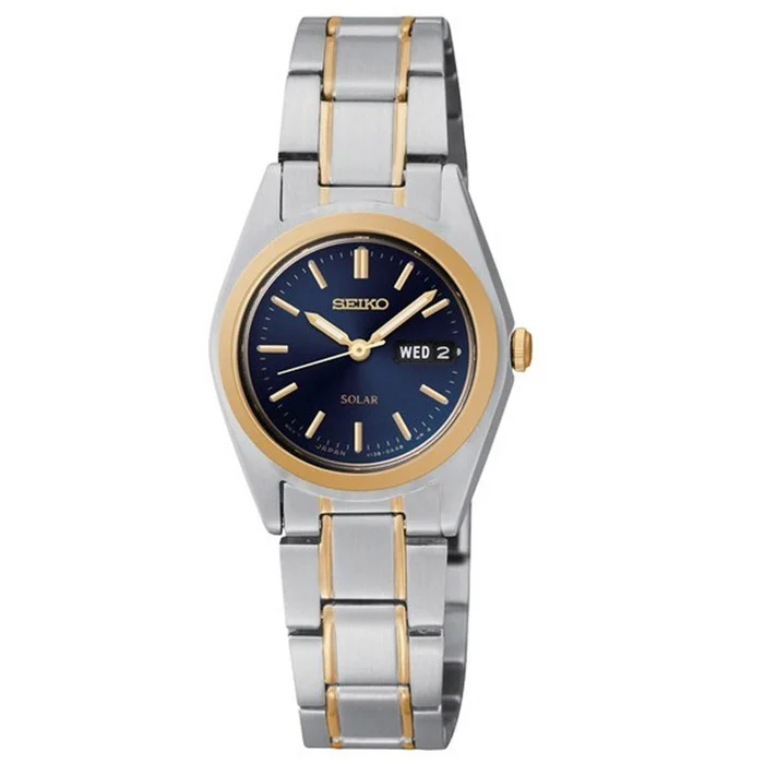 Seiko SUT110 Women’s Dress Solar Blue Dial Two Tone Steel Quartz Date Watch