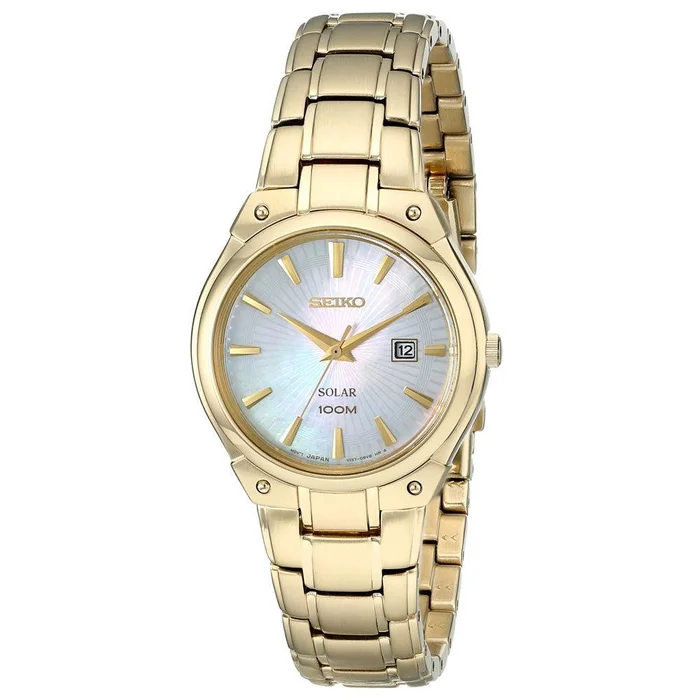 Seiko SUT130 Women’s Solar Core Classic Dress MOP Dial Yellow Gold Steel Quartz Watch