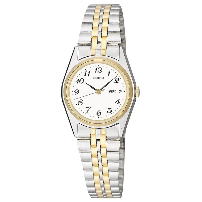 Seiko SWZ144 Women’s Dress White Dial Two Tone Steel Bracelet Watch