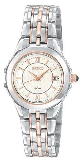 Seiko SXDB18 Women’s Two Tone Rose Gold Plated White Dial Watch