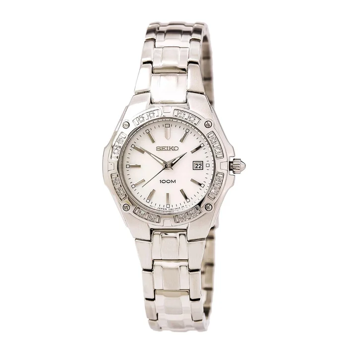Seiko SXDB51 Women’s Stainless Steel White Dial Diamond Watch