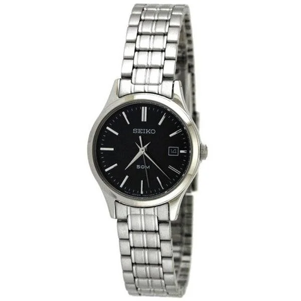 Seiko SXDC41 Women’s Stainless Steel Black Dial Quartz Watch