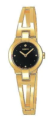 Seiko Women’s Black Dial Gold Bangle Watch SUJ706