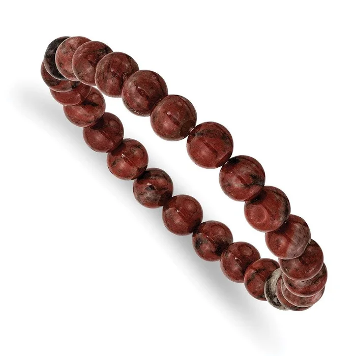 Sesame Red Agate Beaded Stretch Bracelet