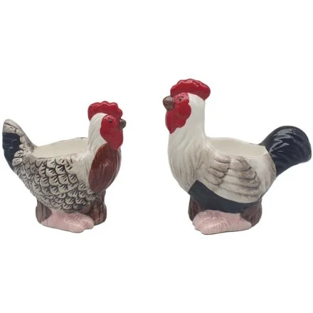Set of 2 Cockerel and Hen Egg Cups