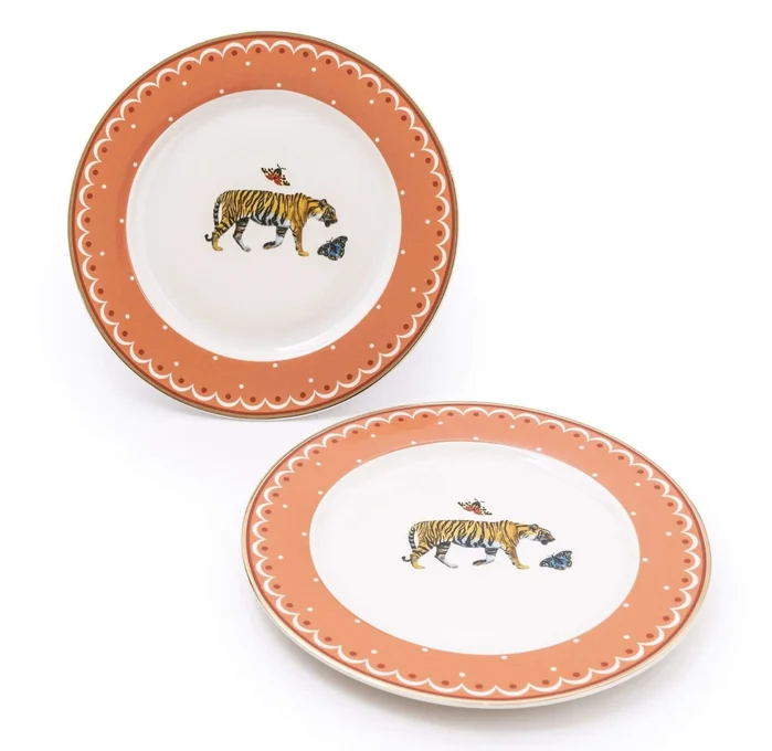 Set of 2 Tiger Peach Side Plates in Gift Box