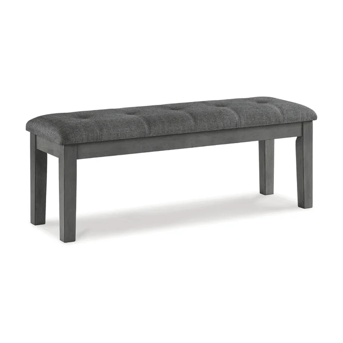 Signature Design by Ashley Hallanden Rustic Tufted Upholstered Dining Room Bench, Gray