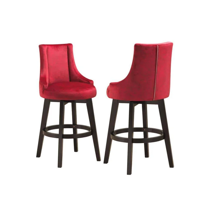 Signature Home SignatureHome 47 in. H Swivel Barstool Ledoux Upholstered Wood Frame Stools (Red) – Set Of 2