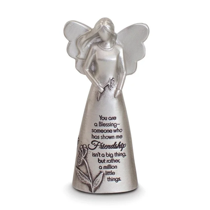 Silver-tone Enamel Friendship Angel Figurine Boxed