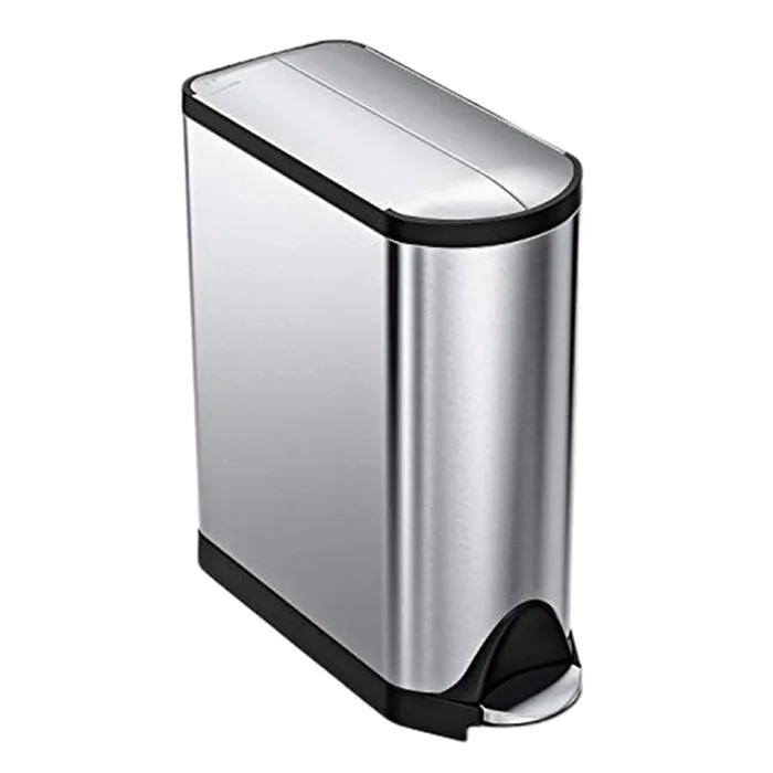 simplehuman 40 Liter / 10.6 Gallon Dual Compartment Butterfly Lid Kitchen Recycling Step Trash Can, Brushed Stainless Steel