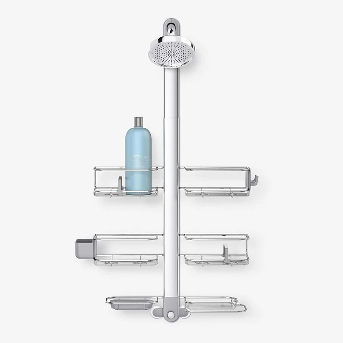 Simplehuman Adjustable and Extendable Shower Caddy XL, Stainless Steel and Anodized Aluminum