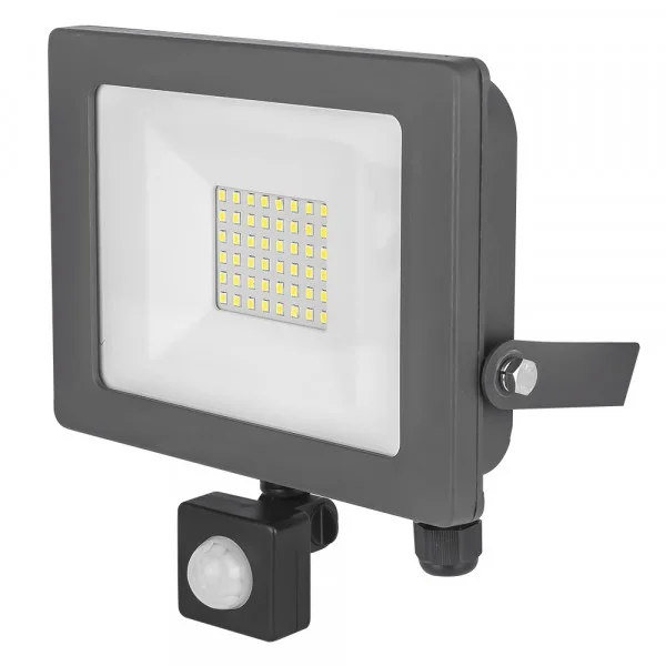 Slim Line LED Flood Light with PIR – Grey – 30W