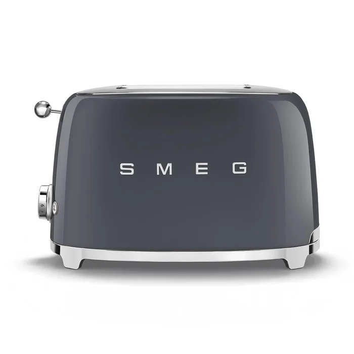 Smeg 50’s Style Retro Aesthetic 2 Slice Toaster 6 Presets Extra Wide Slots Grey, TSF01GRUS