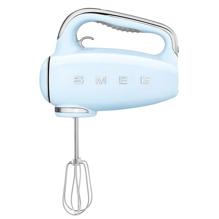 SMEG Pastel Blue 50’s Retro Style Electric Hand Mixer with Set of Beaters, Set of Dough Hooks and Set of Whisks