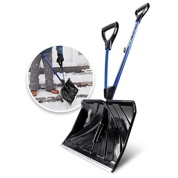 Snow Joe SJ-SHLV20 Shovelution 20-Inch, Strain-Reducing Snow Shovel w/ Spring Assisted Handle + Impact-Resistant Blade, Blue