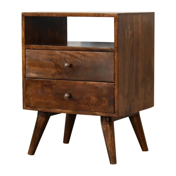 Solid Wood 2 Drawer Bedside Table
