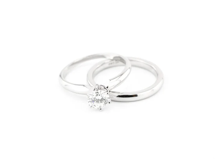 Solitaire Diamond Ring & Wedding Band Set