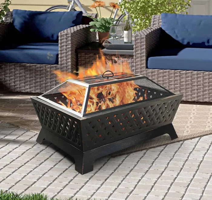 Sophia & William 34″ x 26″ Outdoor Steel Fire Pit Wood Burning Bronze Finish Fireplace