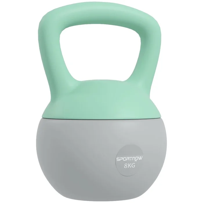 SPORTNOW Soft Kettlebell, 8kg Kettle Bell with Non-Slip Handle for Home Gym Weight Lifting and Strength Training, Grey and Green