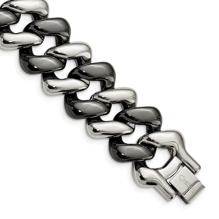 Stainless Steel And Black Ceramic Polished Bracelet